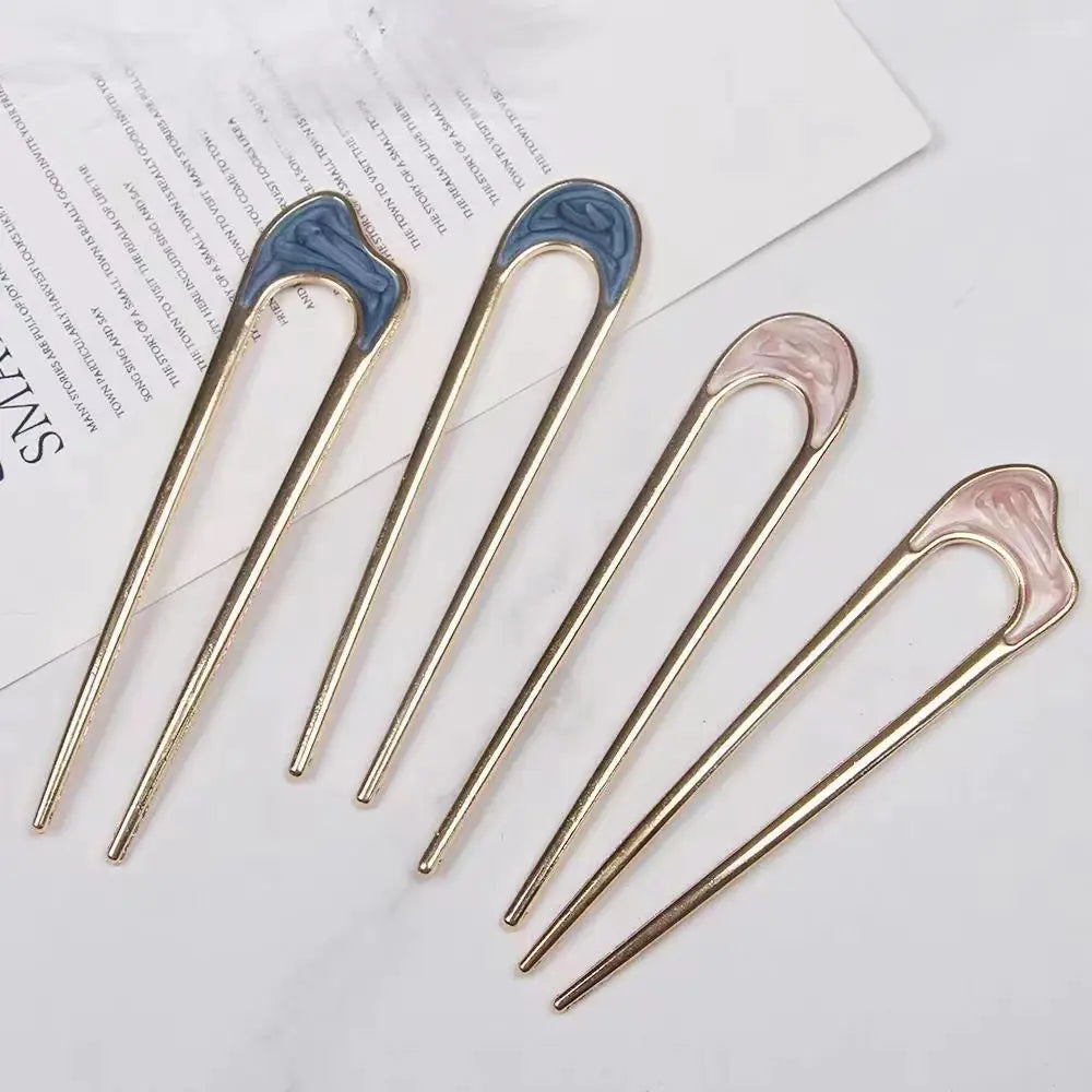 Minimalist Metal Hair Fork with Shell Design