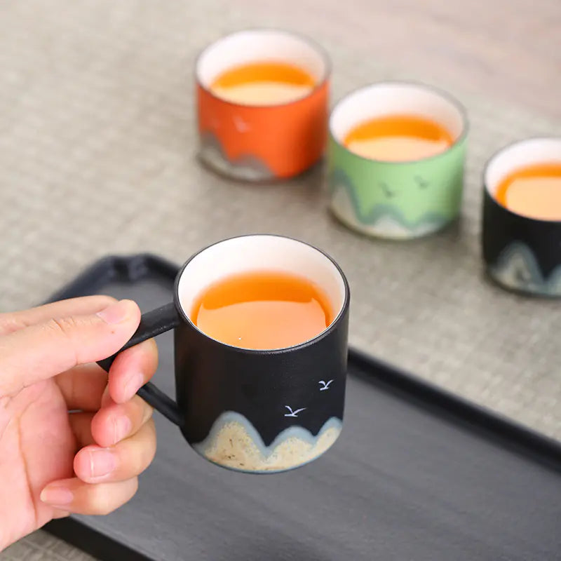 Hand-Painted Ceramic Tea Cups in Gift Box (Set)