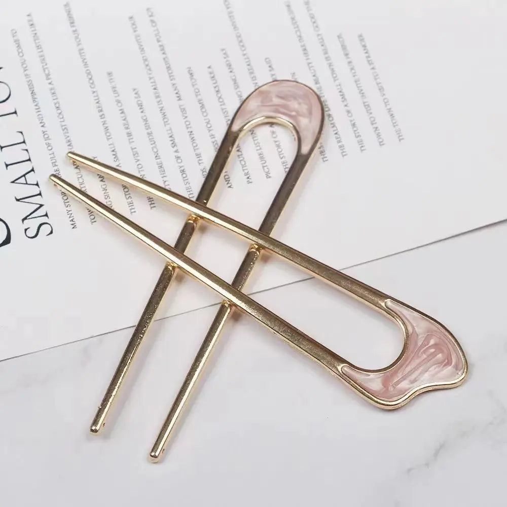 Minimalist Metal Hair Fork with Shell Design