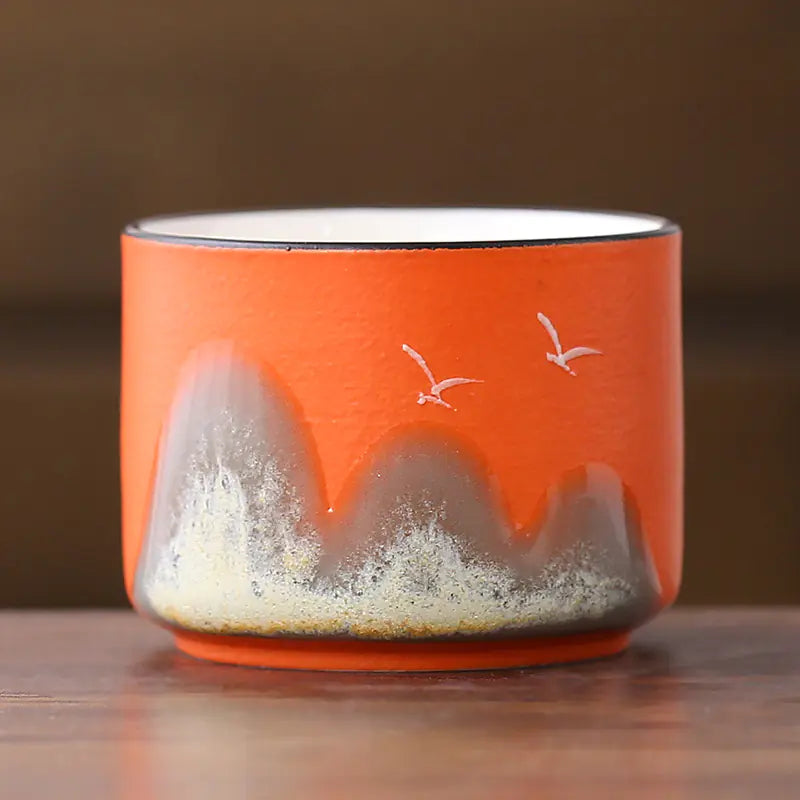 Hand-Painted Ceramic Tea Cups in Gift Box (Set)
