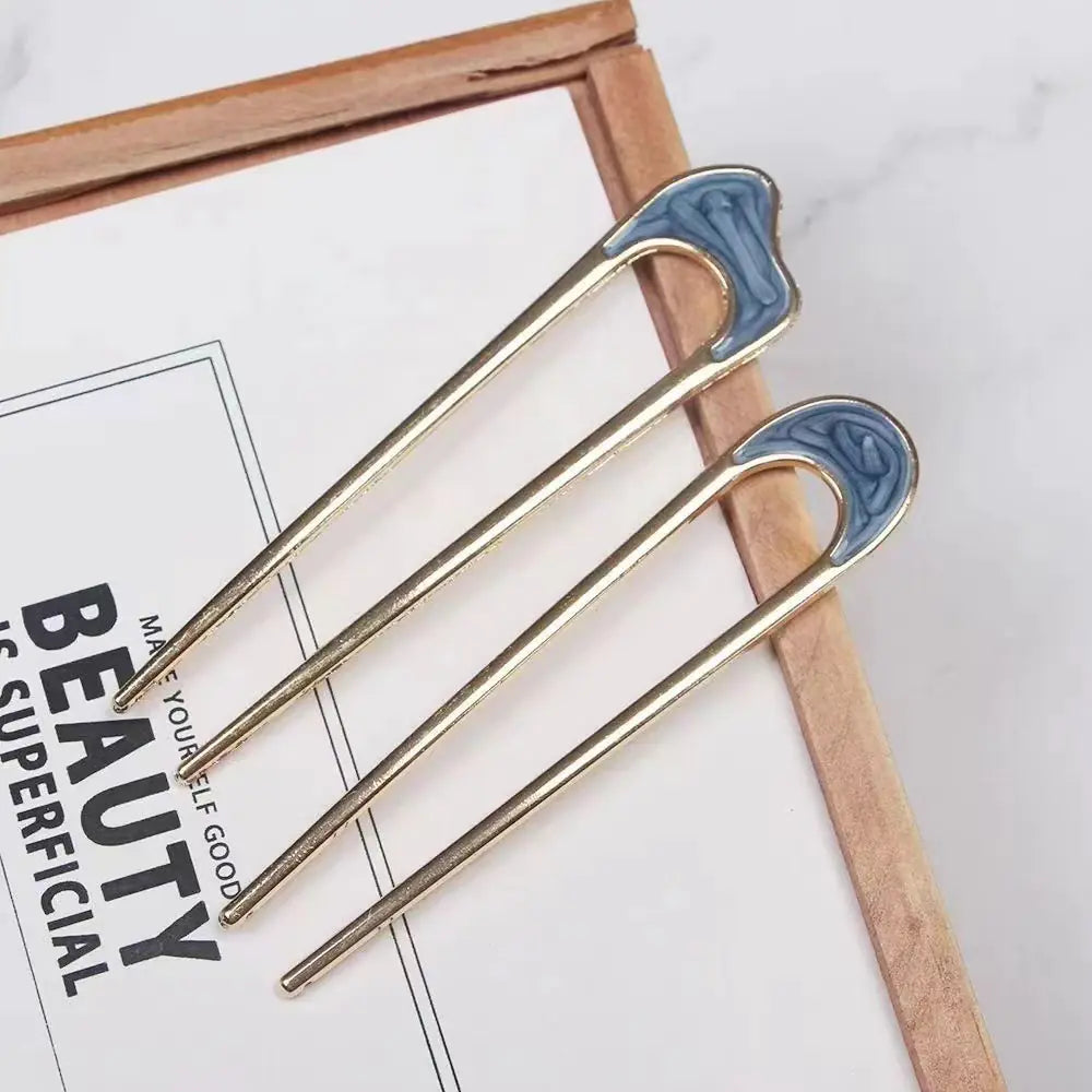 Minimalist Metal Hair Fork with Shell Design
