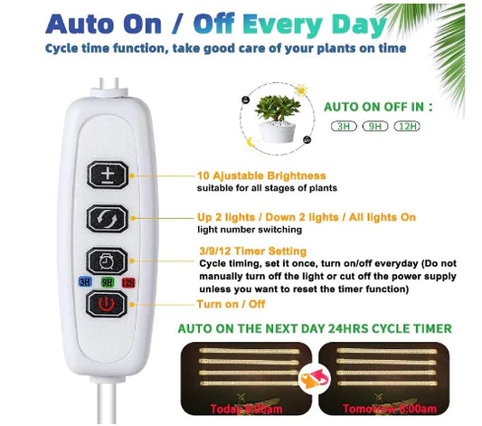 LED Grow Light for Plants with USB Timer (One Set)
