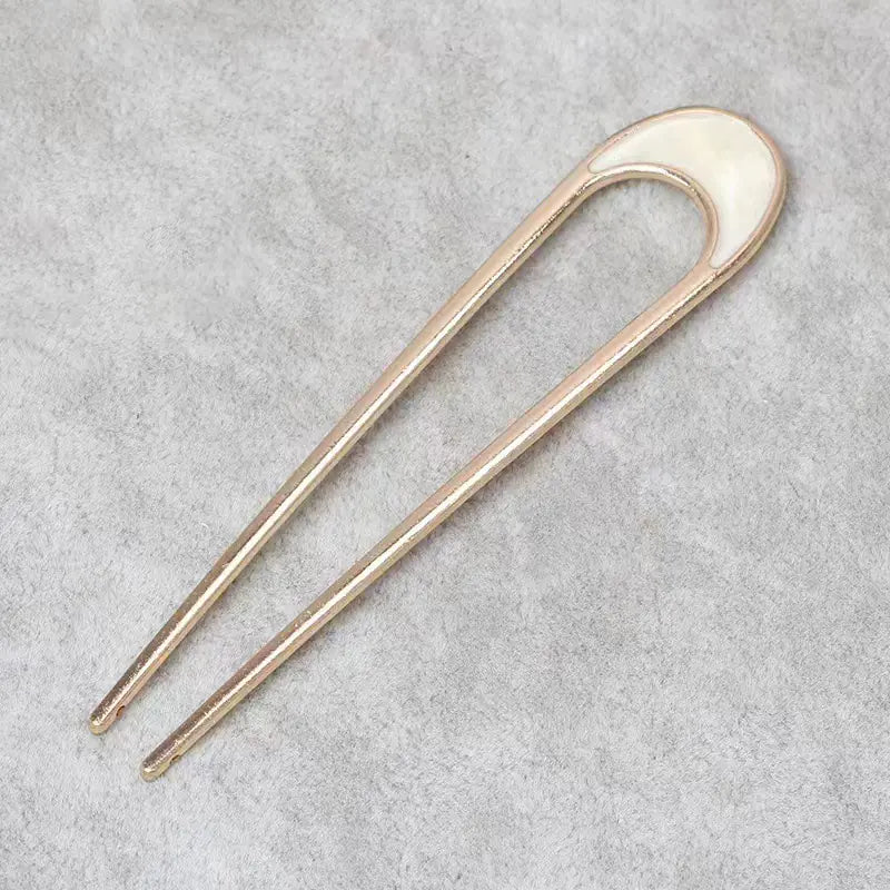 Minimalist Metal Hair Fork with Shell Design