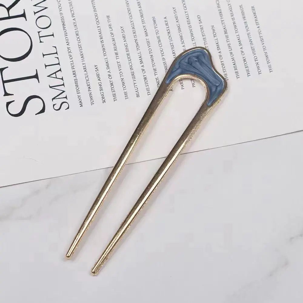 Minimalist Metal Hair Fork with Shell Design