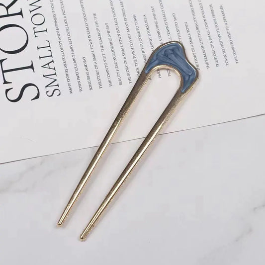 Minimalist Metal Hair Fork with Shell Design