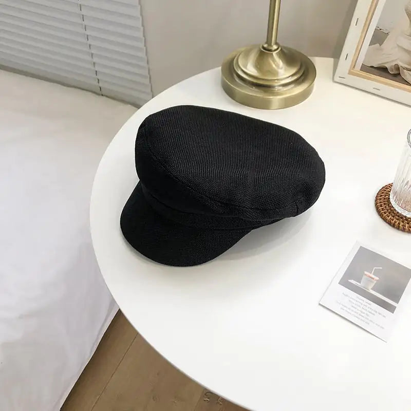 Navy Thin Linen Hat for Women's Fashion