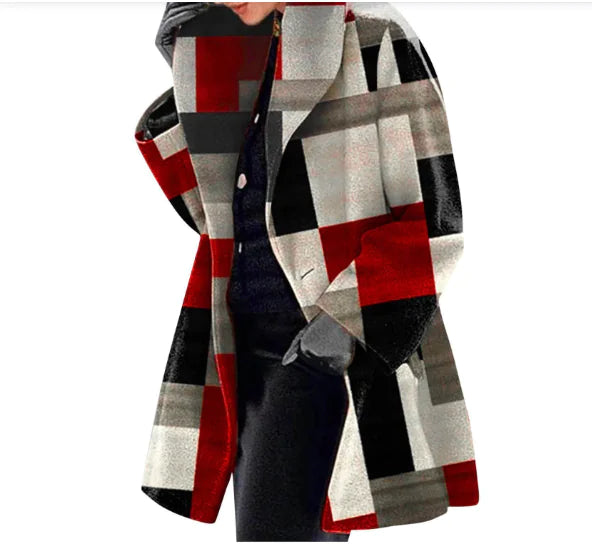 Women's Fashion Woolen Printed Jacket