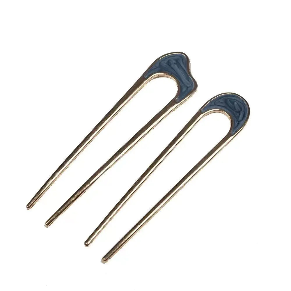 Minimalist Metal Hair Fork with Shell Design
