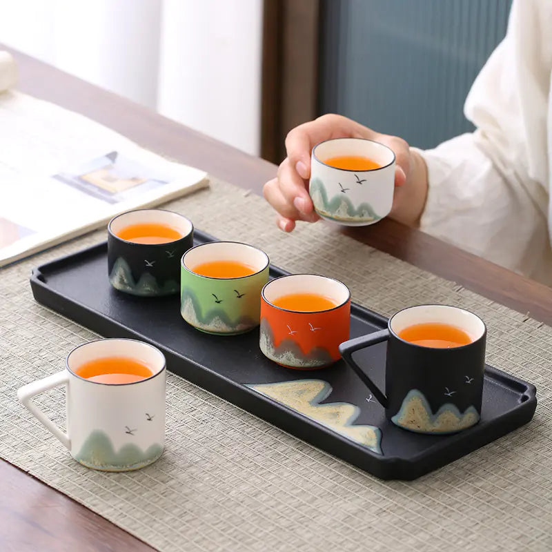 Hand-Painted Ceramic Tea Cups in Gift Box (Set)