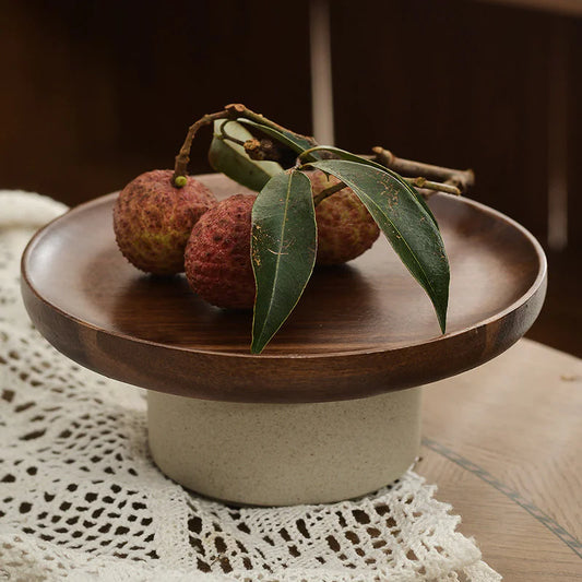 Vintage Japanese Wood Cake Stand for Home Display