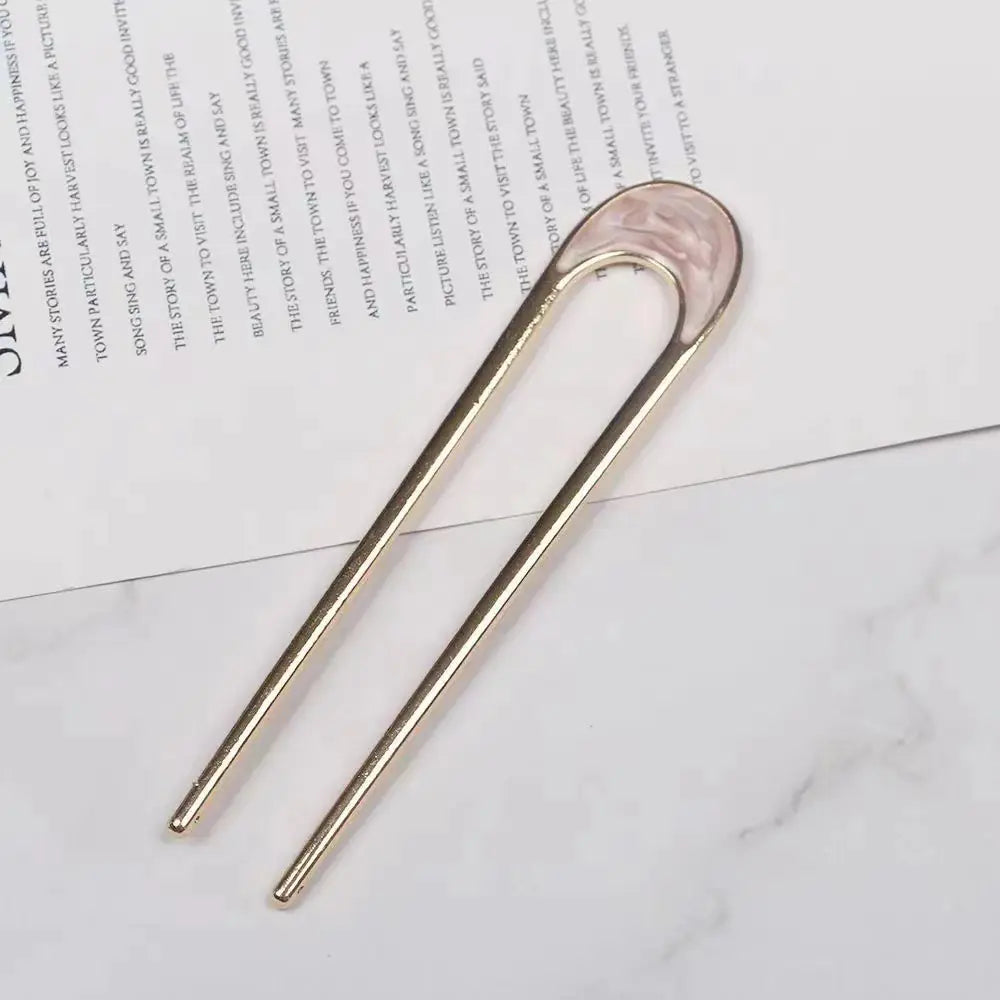 Minimalist Metal Hair Fork with Shell Design