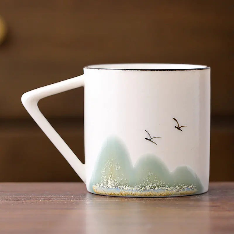 Hand-Painted Ceramic Tea Cups in Gift Box (Set)
